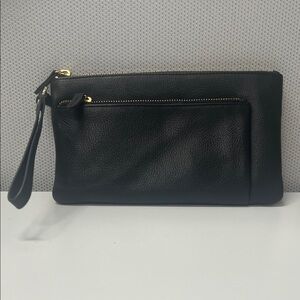 ANTONIO MELANI Black Wristlet with Gold Details